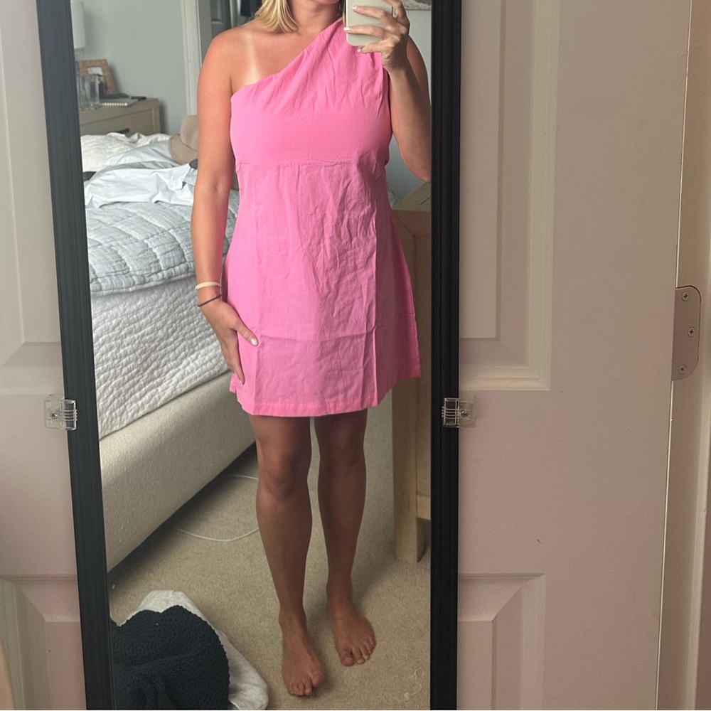 Pink One-Shoulder Dress